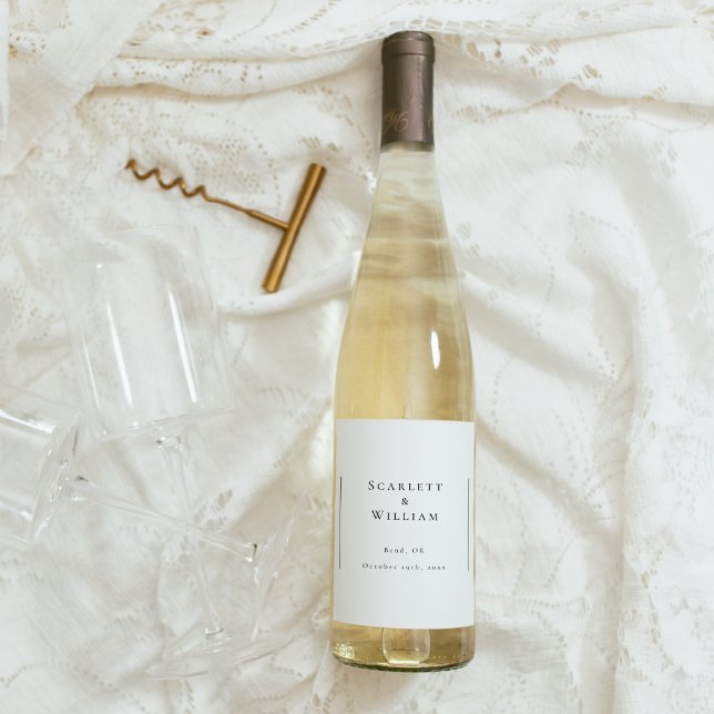 Simple Modern Minimal Wedding Wine Label (Creator Uploaded)
