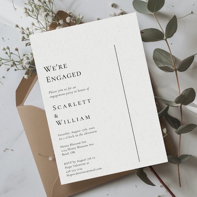 Simple Modern Minimal We're Engaged Invitation (Creator Uploaded)