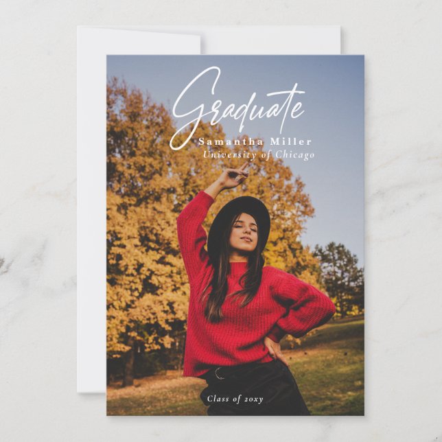 Simple Modern Minimalist  2 Photo Graduation Invitation (Front)