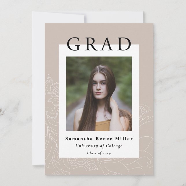 Simple Modern Minimalist  2 Photo Graduation  Invitation (Front)