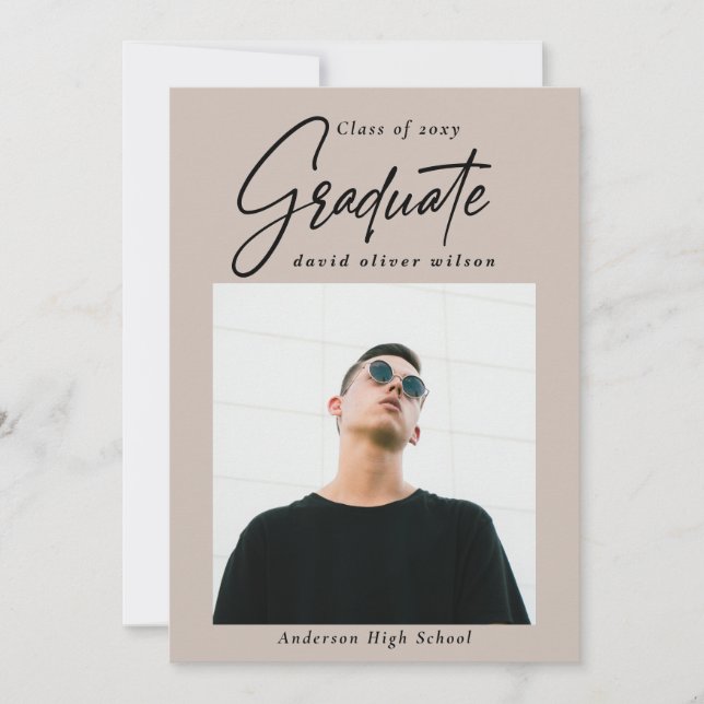 Simple Modern Minimalist 2 Photo Graduation Invitation (Front)