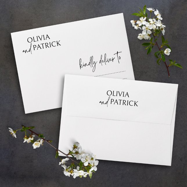 Simple Modern Minimalist A7 5x7 Wedding Envelope (Creator Uploaded)