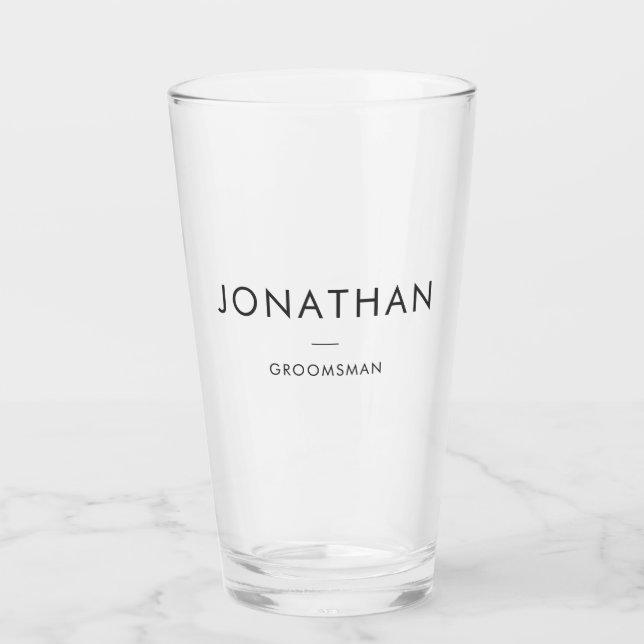 Simple Modern Minimalist Best Man Groomsmen Gifts Glass (Front)