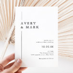 Simple Modern Minimalist Black And White Wedding Invitation<br><div class="desc">Modern Simple Minimalist Black & White Wedding Invitations</div>