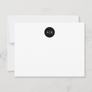 Simple Modern Minimalist Black Circle Monogram Card