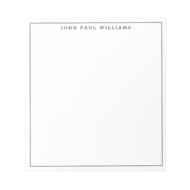 Simple Modern Minimalist Black Line Frame Chic Notepad (Front)