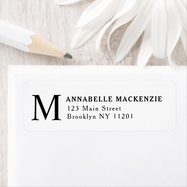 Simple Modern Minimalist Black Monogram Note Card (Insitu)