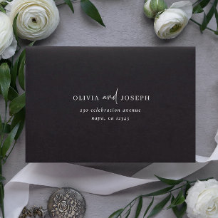 Simple Modern Minimalist Black Self-Addressed RSVP Envelope