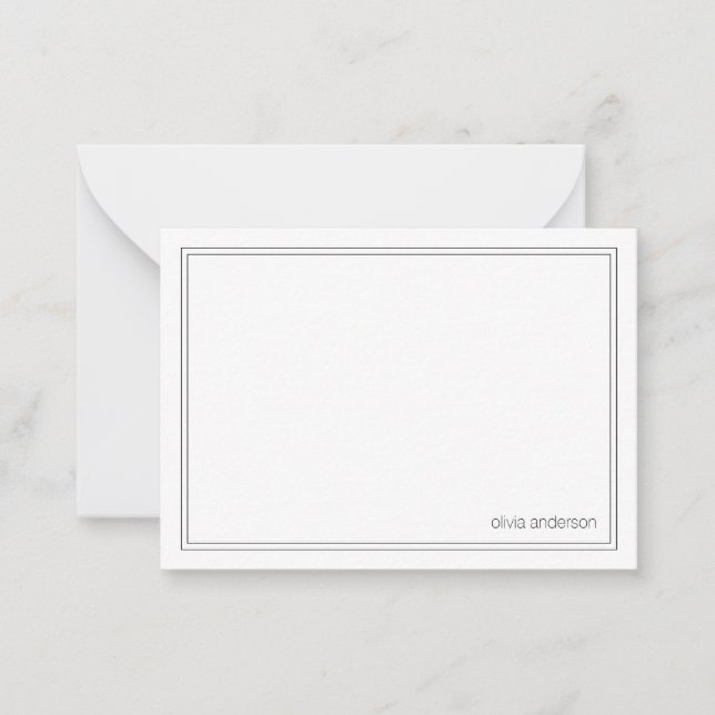 Simple Modern Minimalist Black Two Border Monogram Card (Front)