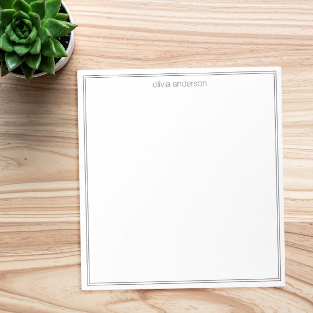 Simple Modern Minimalist Black Two Border Monogram Notepad (Creator Uploaded)