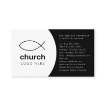 Simple Modern Minimalist Black White Fish Church