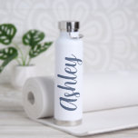 Simple Modern Minimalist Blue Monogrammed Name Water Bottle<br><div class="desc">A simple,  modern,  minimalist blue monogram name.</div>