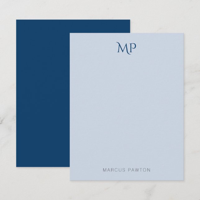 Simple Modern Minimalist Blue Personalised Card (Front/Back)
