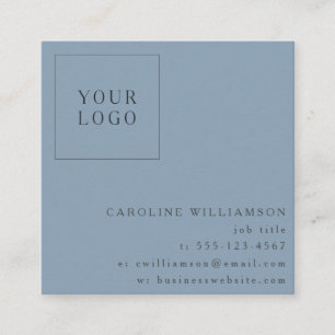 Simple Modern Minimalist Blue Professional Logo Square Business Card