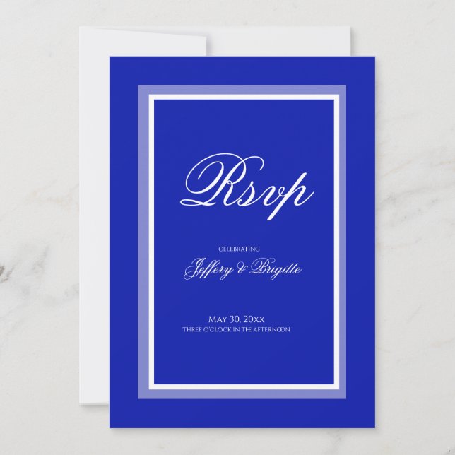 Simple modern minimalist blue wedding rsvp  save the date (Front)