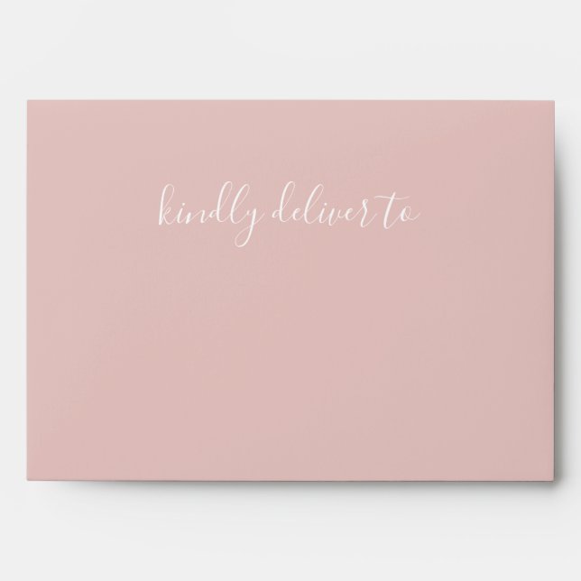 Simple Modern Minimalist Blush Wedding Envelope (Front)