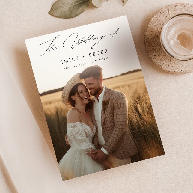 Simple Modern Minimalist Boho 2 Photo Wedding Invitation (Creator Uploaded)