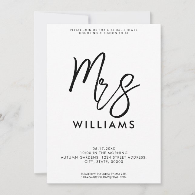 Simple Modern Minimalist Bridal Shower Invitation (Front)