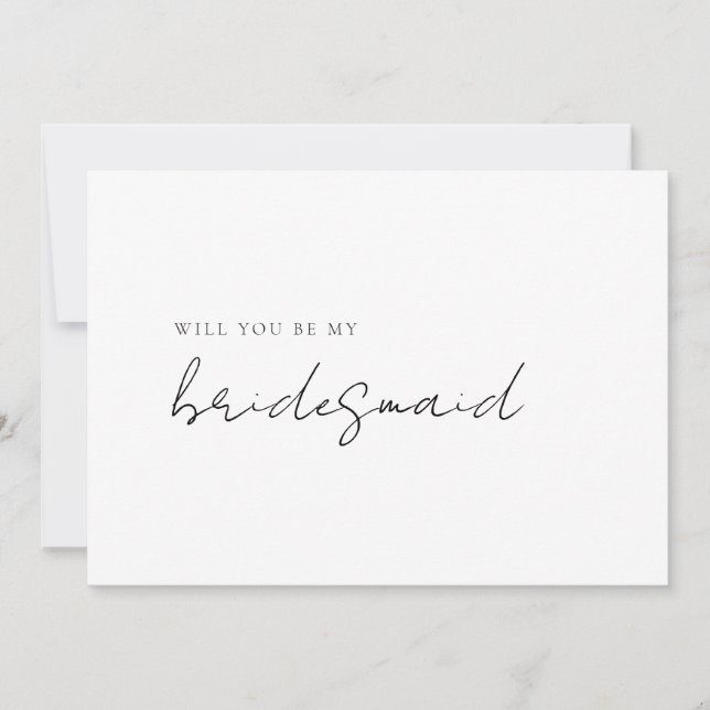 Simple Modern Minimalist Bridesmaid Proposal Card (Front)