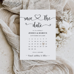 Simple Modern Minimalist Calendar Photo Wedding Save The Date