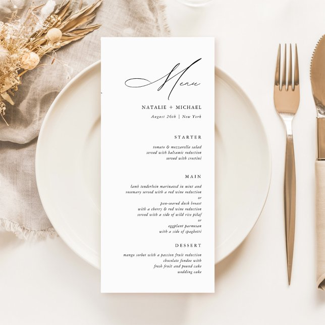 Simple Modern Minimalist Calligraphy Wedding Menu (Creator Uploaded)