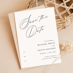 Simple Modern Minimalist Calligraphy Wedding Save The Date