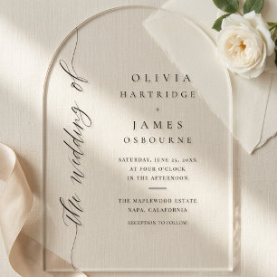 Simple Modern Minimalist Clear Arched Wedding Acrylic Invitations