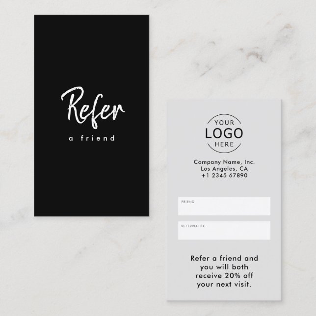 Simple Modern Minimalist Company Logo Referral Card (Front/Back)