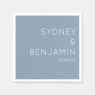 Simple Modern Minimalist Custom Wedding Dusty Blue Napkin
