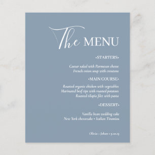 Simple Modern Minimalist Dusty Blue Wedding Menu
