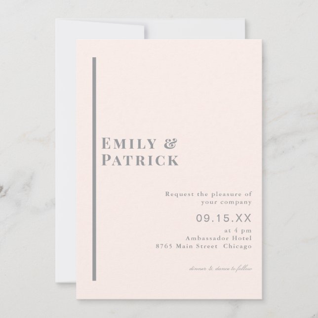 Simple Modern Minimalist Elegant Wedding Invitation (Front)