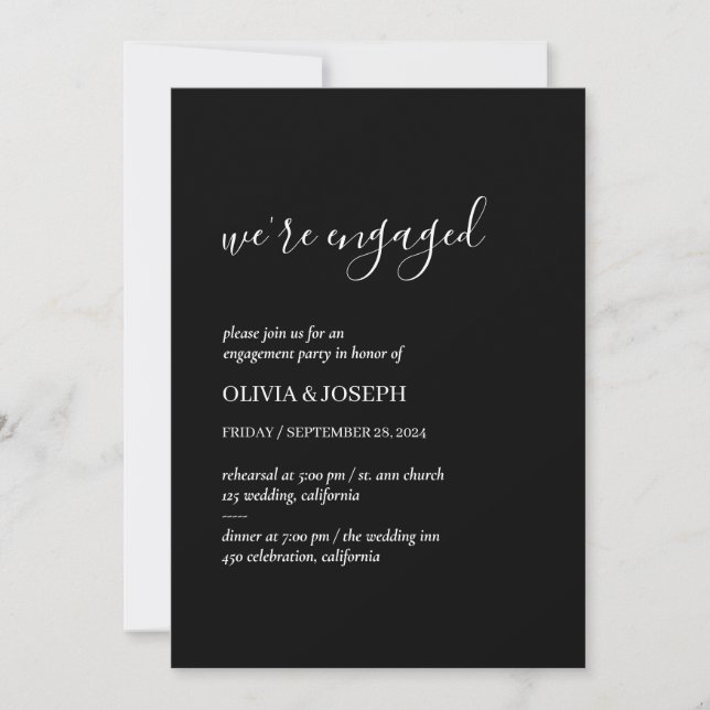 Simple Modern Minimalist | Engagement Party Invitation (Front)