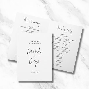 Simple Modern Minimalist Folded Wedding Program Programme