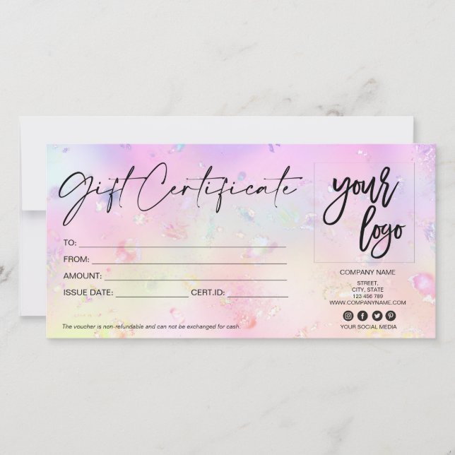 simple modern minimalist gift card certificate (Front)