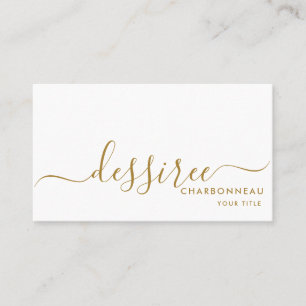 Simple Modern Minimalist Gold Script Business Card