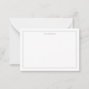 Simple Modern Minimalist Grey Two Border Monogram Card