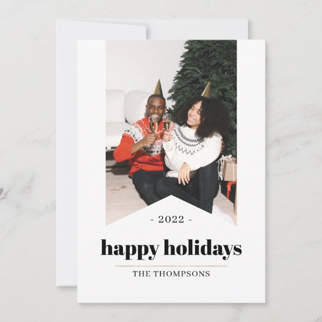 Simple Modern Minimalist Happy Holidays Photo 2022 Holiday Card (Front)