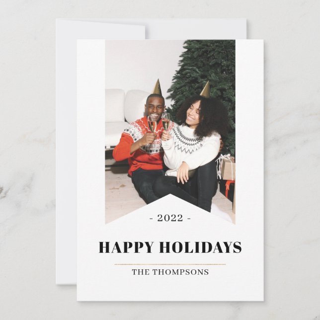Simple Modern Minimalist Happy Holidays Photo 2022 Holiday Card (Front)
