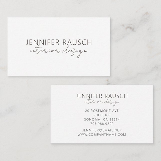 Simple Modern Minimalist Interior Designer Business Card (Front/Back)