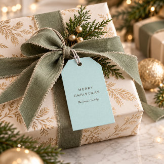 Simple Modern Minimalist Light Blue Christmas Gift Tags