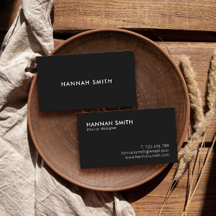Simple Modern Minimalist Matte Black Business Card
