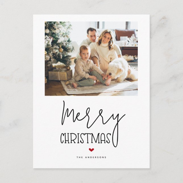 Simple Modern Minimalist Merry Christmas Photo Holiday Postcard (Front)