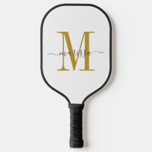 Simple Modern Minimalist Monogram Gold Initial Scr Pickleball Paddle
