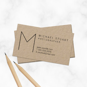 Simple Modern Minimalist Monogram Kraft Paper Business Card