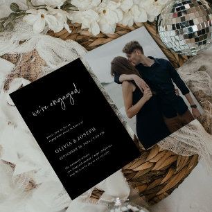 Simple Modern Minimalist Photo Engagement Party Invitation