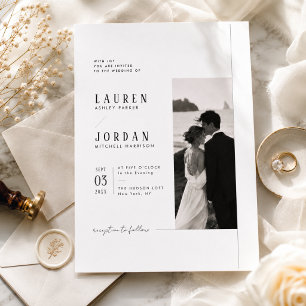 Simple Modern Minimalist Photo Wedding Invitation