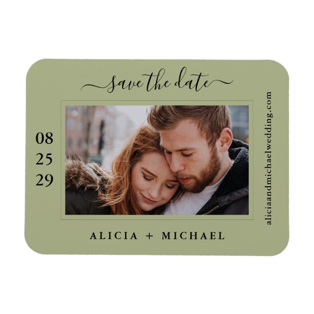 Simple modern minimalist photo wedding save date magnet (Horizontal)