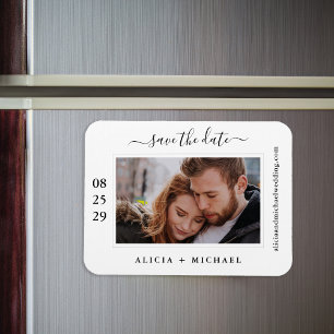 Simple modern minimalist photo wedding save date magnet