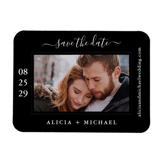 Simple modern minimalist photo wedding save date magnet (Horizontal)