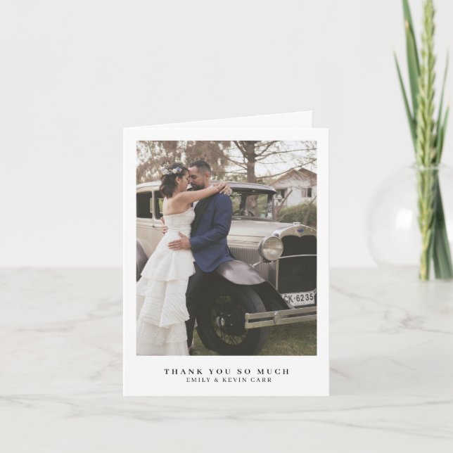 Simple Modern Minimalist Photo Wedding Thank You Card (Front)